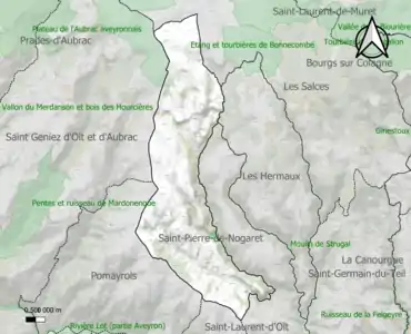 Carte de la ZNIEFF de type 1 sur la commune.