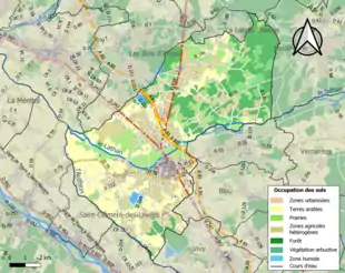 Carte en couleurs présentant l'occupation des sols.