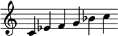 
\new staff \relative c'  {\time 9/4 \override Score.BarLine.stencil = ##f \override Score.TimeSignature.stencil = ##f c ees f g bes c}
 