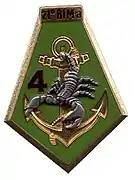 Insigne de la 4e compagnie de combat. Il date de 1984 à l'époque  4e escadron lors de l'opération Manta 2.