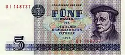 Billet de 5 marks est-allemands (série 1975)