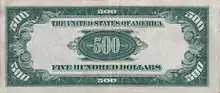 Revers d'un billet de 500 dollars américains, type 1934