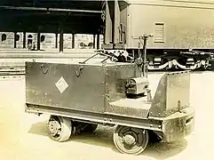 Chariot transporteur électrique Elwell Parker electric truck, utilisé durant la Première Guerre mondiale.