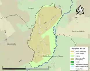 Carte en couleurs présentant l'occupation des sols.