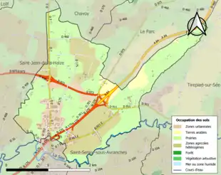 Carte en couleurs présentant l'occupation des sols.