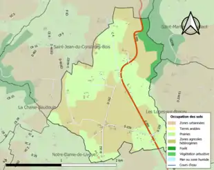 Carte en couleurs présentant l'occupation des sols.