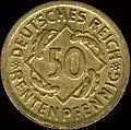 50 rentenpfennig (1924, avers).