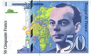 Le Petit Prince sur un billet de 50 francs, recto.