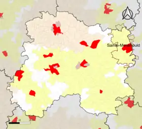 Localisation de l'aire d'attraction de Sainte-Menehould dans le département de la Marne.