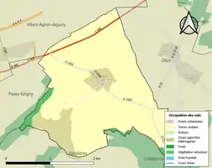 Carte en couleurs présentant l'occupation des sols.