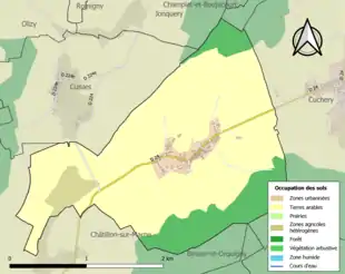 Carte en couleurs présentant l'occupation des sols.