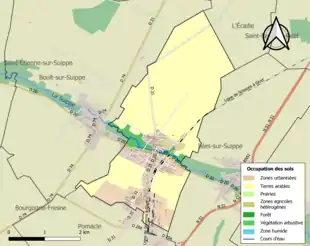 Carte en couleurs présentant l'occupation des sols.