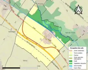 Carte en couleurs présentant l'occupation des sols.