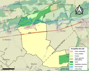 Carte en couleurs présentant l'occupation des sols.