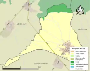 Carte en couleurs présentant l'occupation des sols.