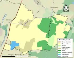 Carte en couleurs présentant l'occupation des sols.