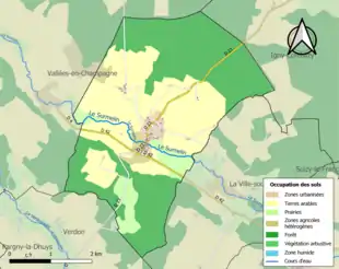 Carte en couleurs présentant l'occupation des sols.