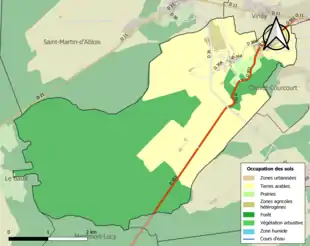 Carte en couleurs présentant l'occupation des sols.