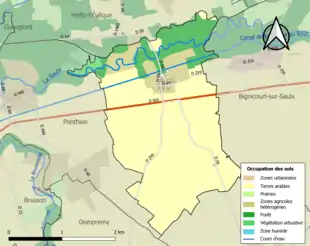 Carte en couleurs présentant l'occupation des sols.