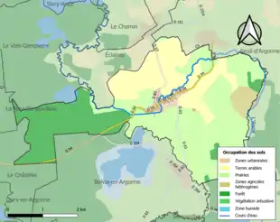 Carte en couleurs présentant l'occupation des sols.