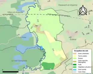 Carte en couleurs présentant l'occupation des sols.