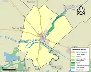 Carte en couleurs présentant l'occupation des sols.