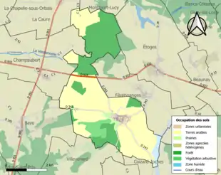 Carte en couleurs présentant l'occupation des sols.