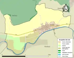 Carte en couleurs présentant l'occupation des sols.