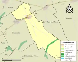 Carte en couleurs présentant l'occupation des sols.