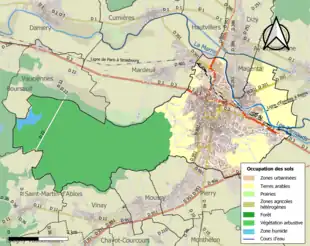 Carte en couleurs présentant l'occupation des sols.