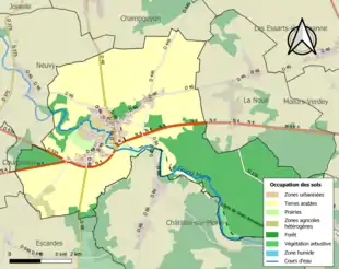 Carte en couleurs présentant l'occupation des sols.