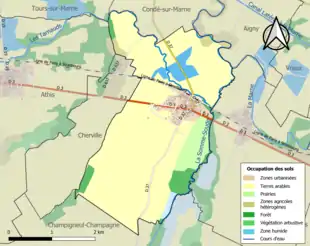 Carte en couleurs présentant l'occupation des sols.