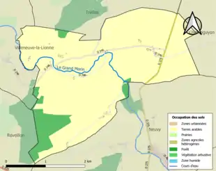 Carte en couleurs présentant l'occupation des sols.