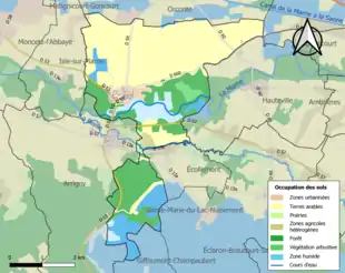 Carte en couleurs présentant l'occupation des sols.