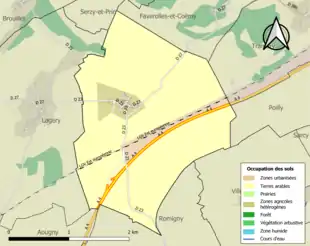 Carte en couleurs présentant l'occupation des sols.