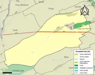 Carte en couleurs présentant l'occupation des sols.