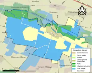 Carte en couleurs présentant l'occupation des sols.