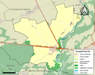 Carte en couleurs présentant l'occupation des sols.