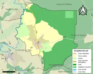 Carte en couleurs présentant l'occupation des sols.