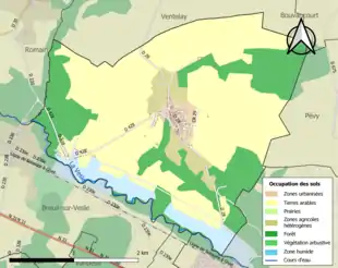 Carte en couleurs présentant l'occupation des sols.