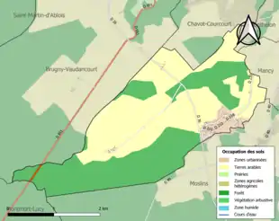 Carte en couleurs présentant l'occupation des sols.