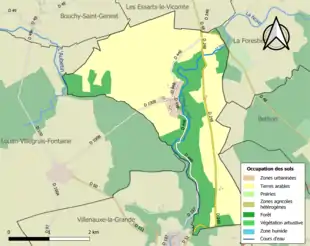 Carte en couleurs présentant l'occupation des sols.