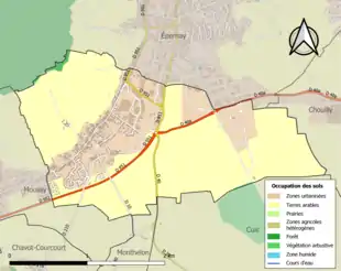 Carte en couleurs présentant l'occupation des sols.