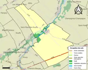 Carte en couleurs présentant l'occupation des sols.