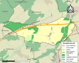 Carte en couleurs présentant l'occupation des sols.