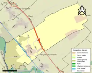 Carte en couleurs présentant l'occupation des sols.