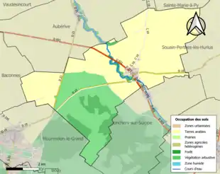 Carte en couleurs présentant l'occupation des sols.