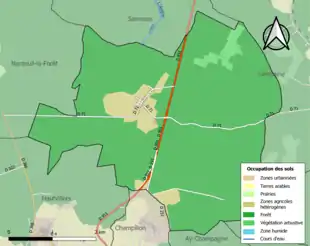 Carte en couleurs présentant l'occupation des sols.