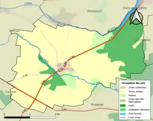 Carte en couleurs présentant l'occupation des sols.