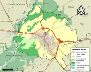 Carte en couleurs présentant l'occupation des sols.